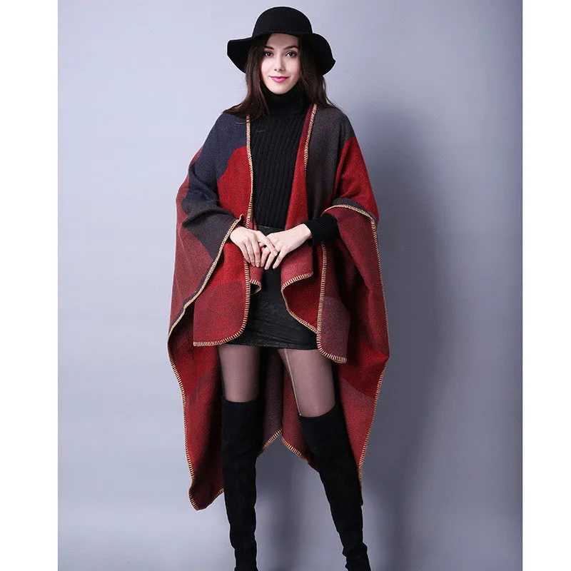 Plaid Blanket Poncho