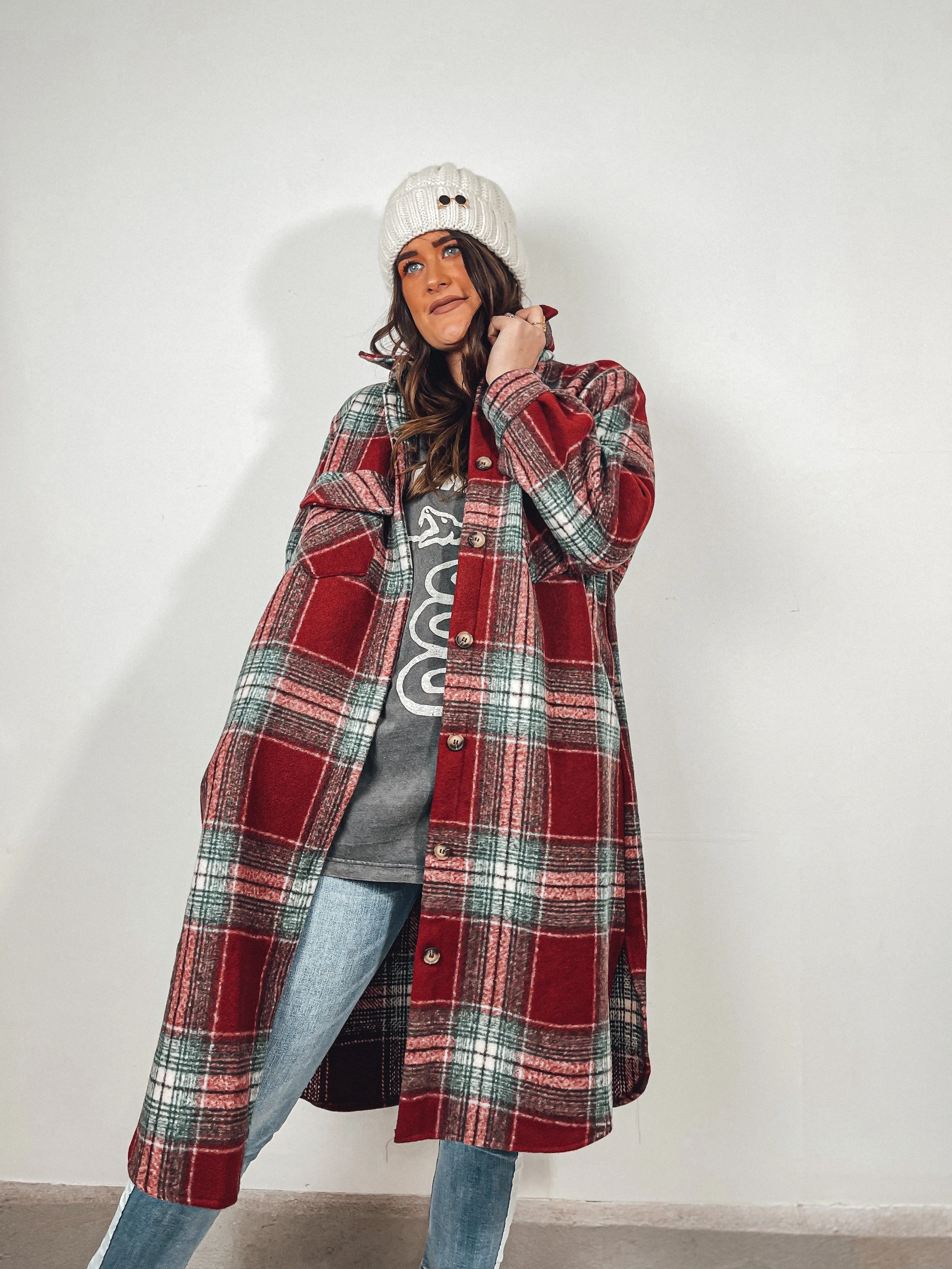 Plaid Long Shirt Jacket