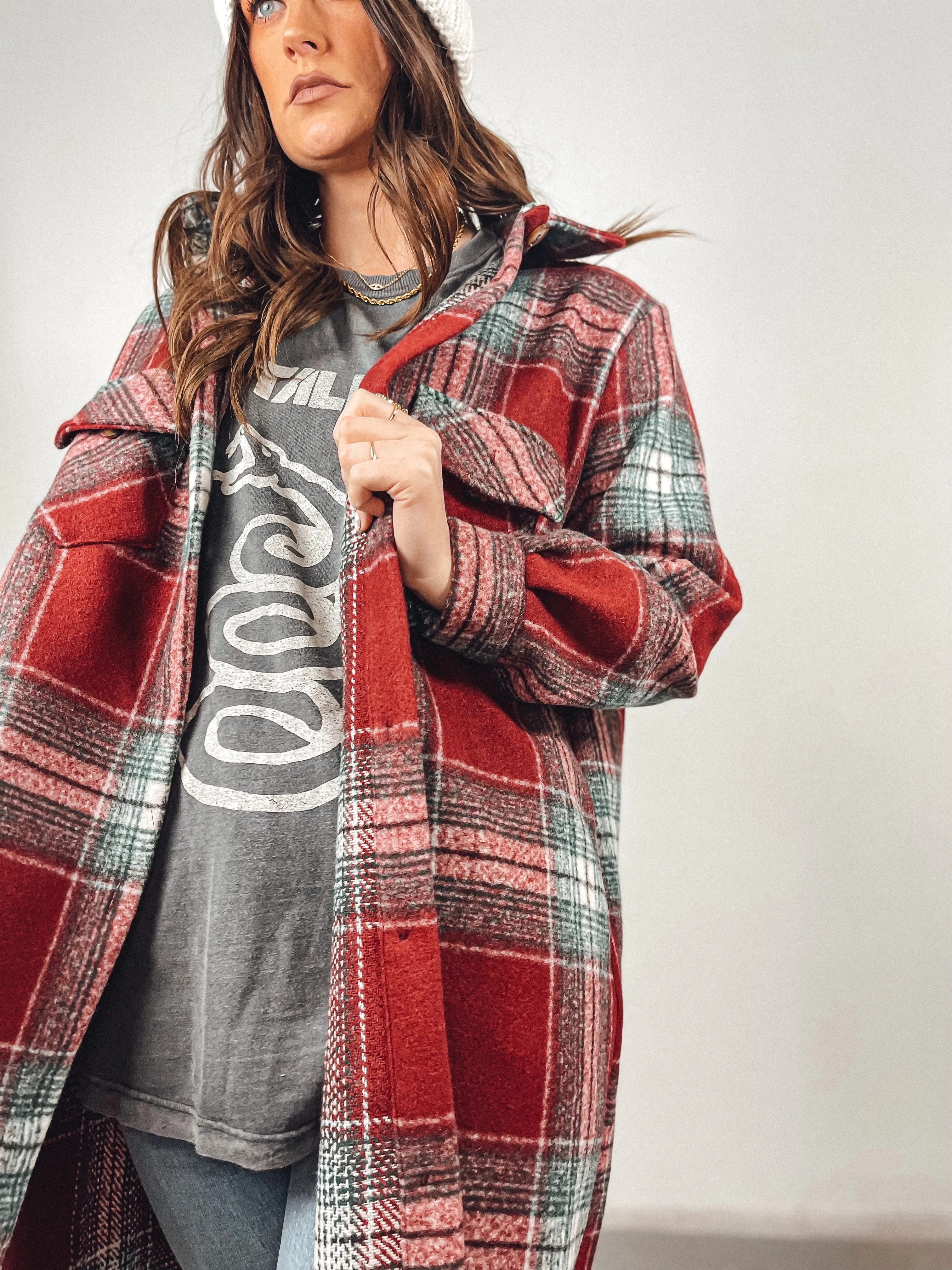 Plaid Long Shirt Jacket