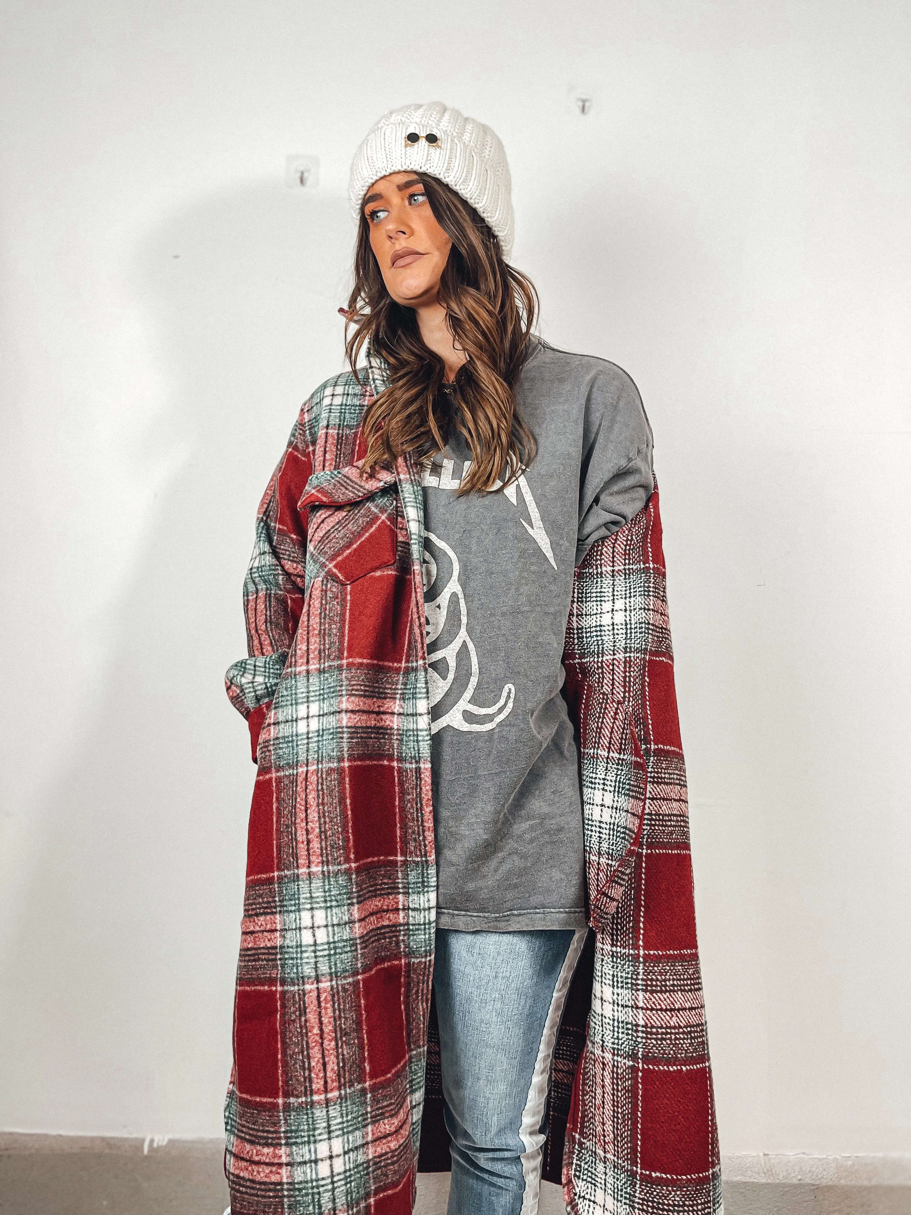 Plaid Long Shirt Jacket