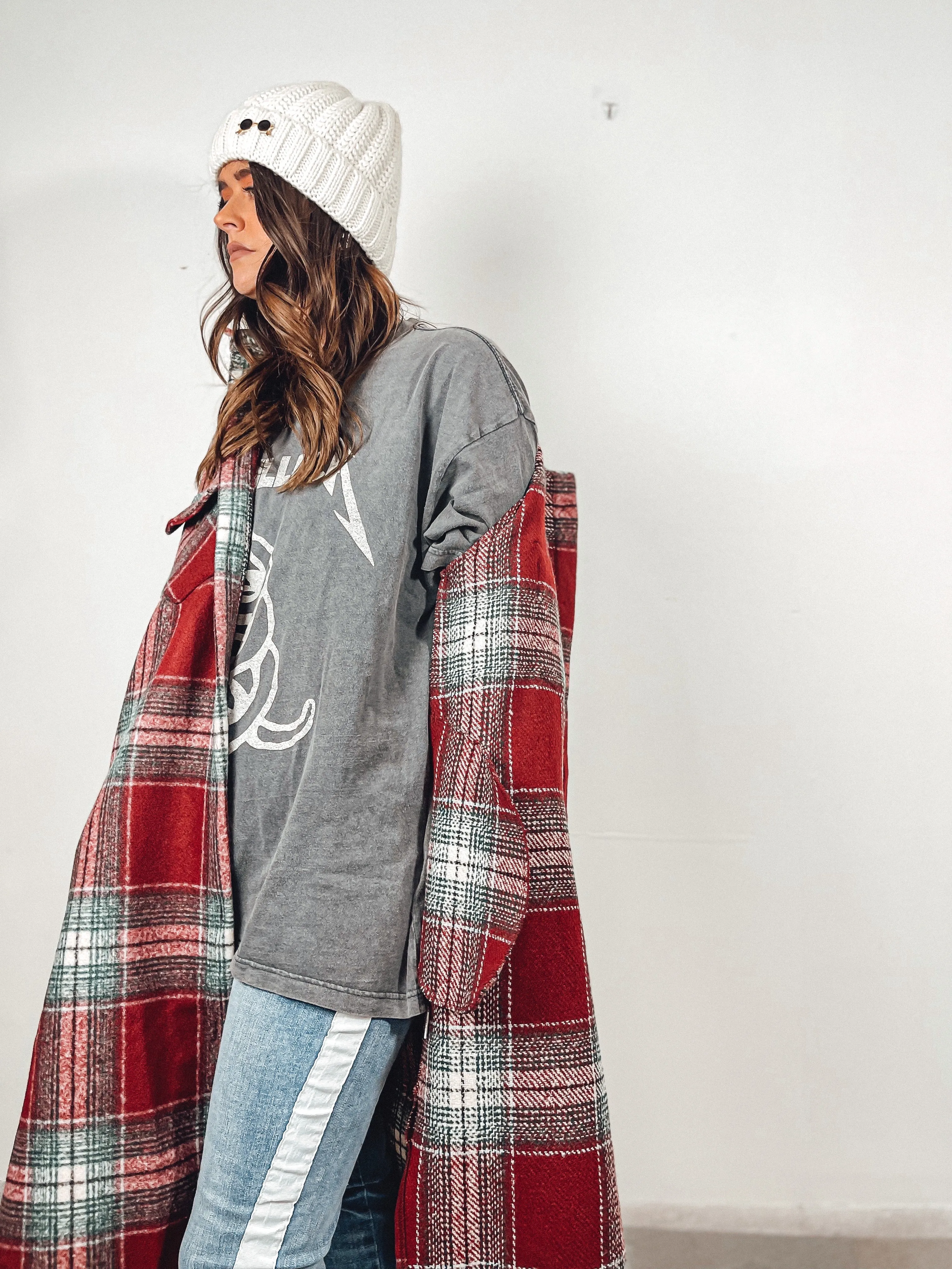 Plaid Long Shirt Jacket