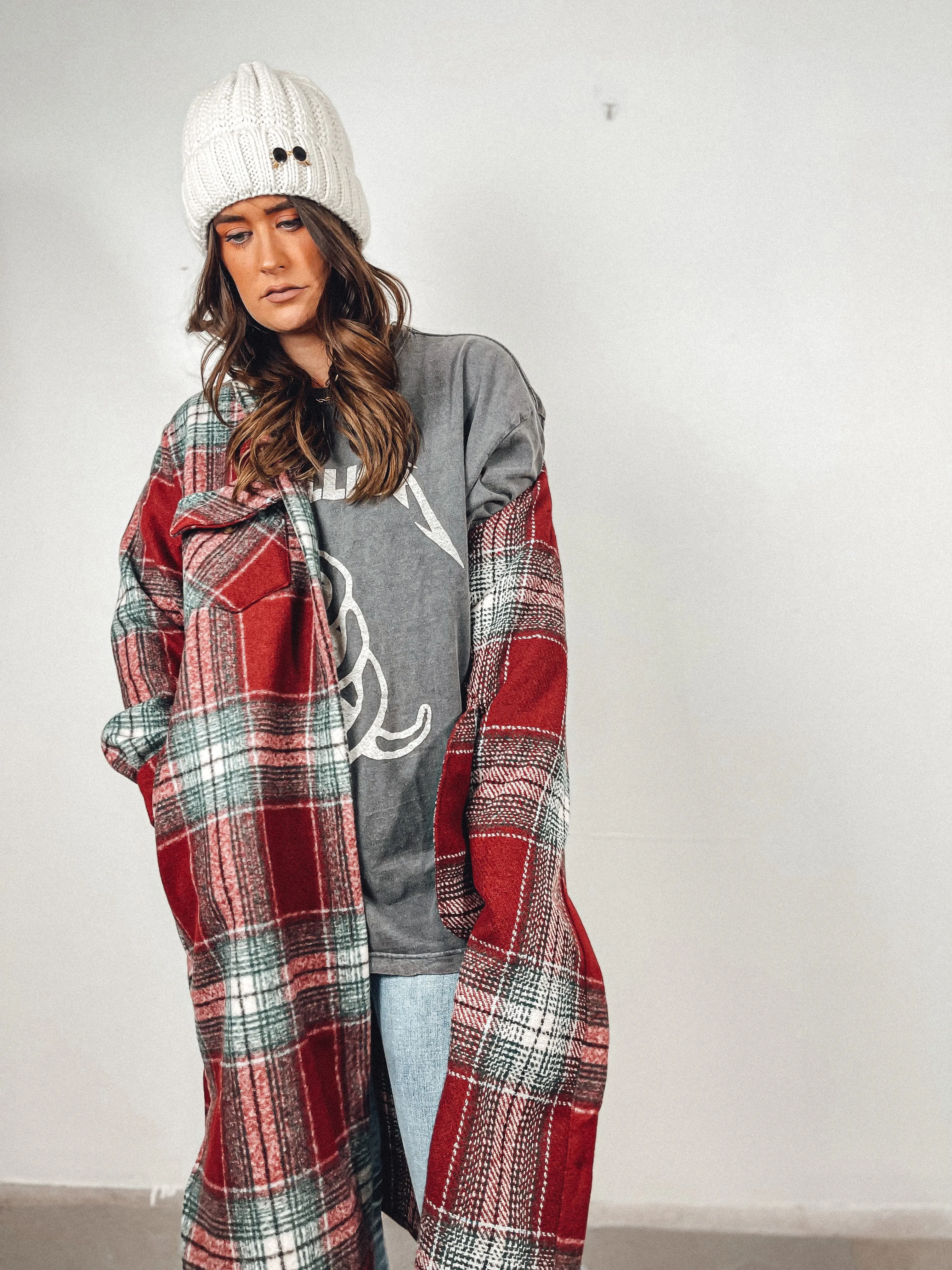 Plaid Long Shirt Jacket
