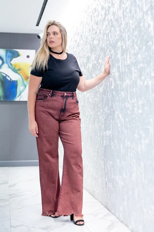 PLUS SIZE - HIGH RISE FLARED LEG JEANS