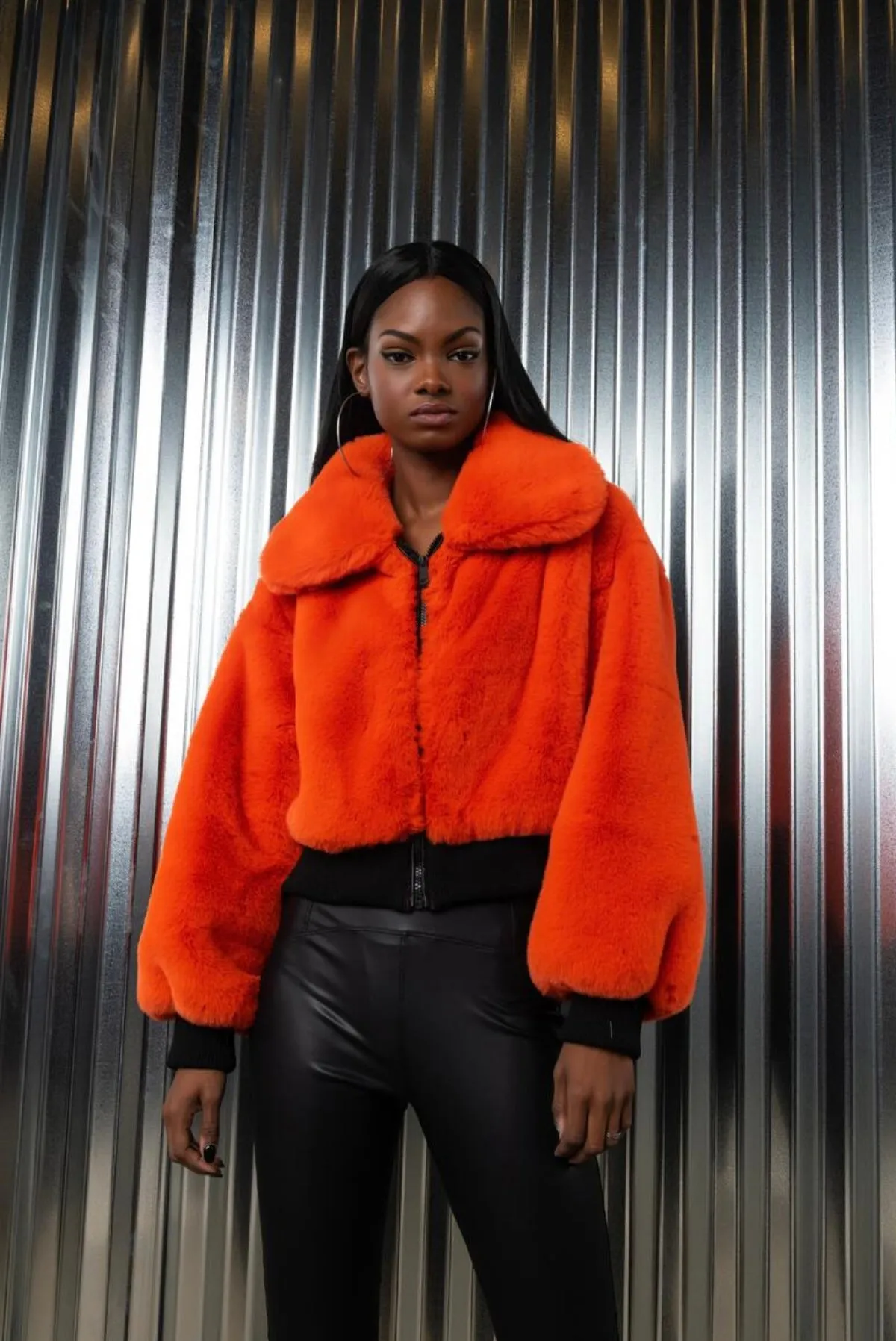 Plush Crop Zip Front Jacket