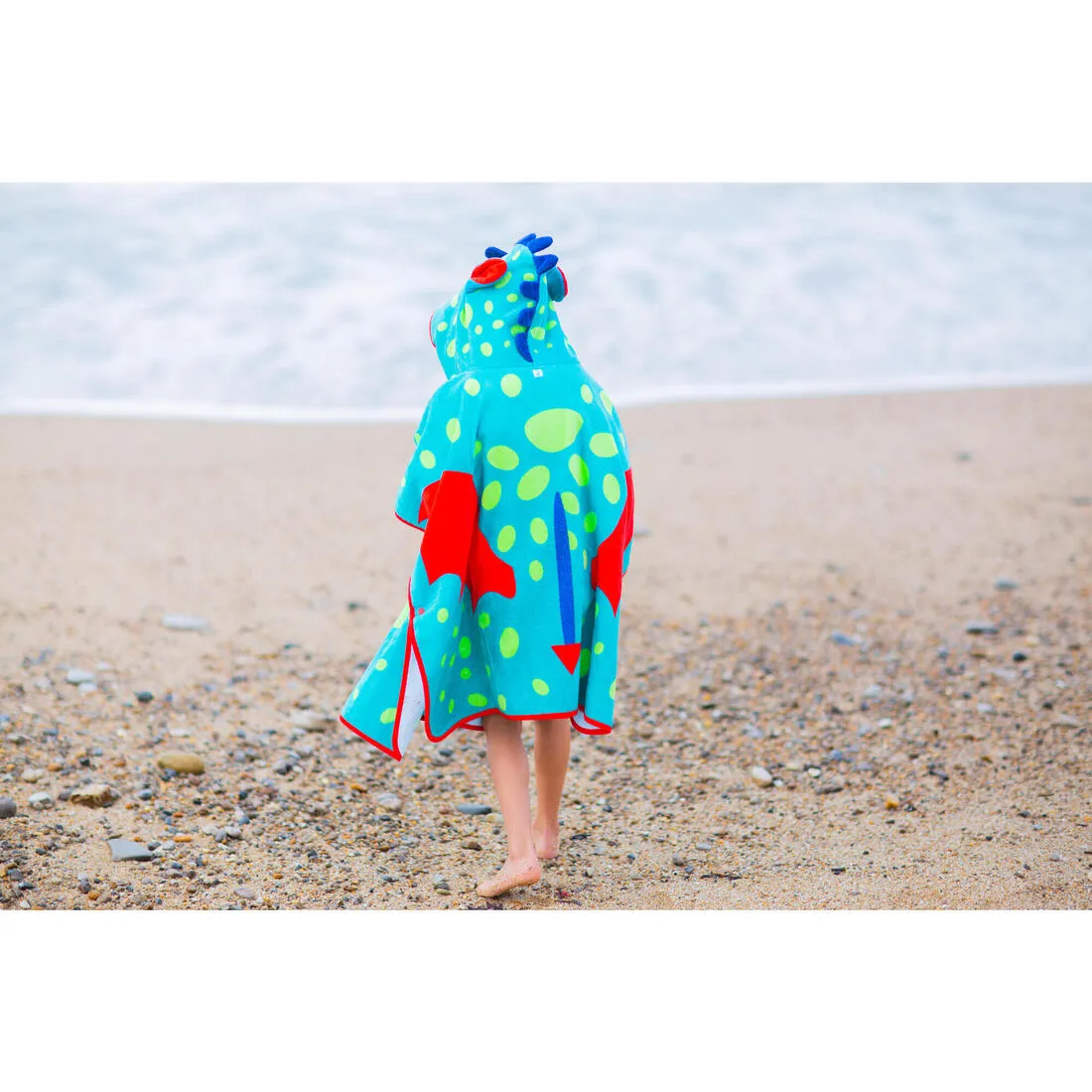 Poncho Baño Bebés Azul/Verde Algodón Dragón