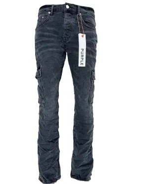 PURPLE BRAND JEANS P004-BLWC BLACK WASHED CARGO FLARE BLACK