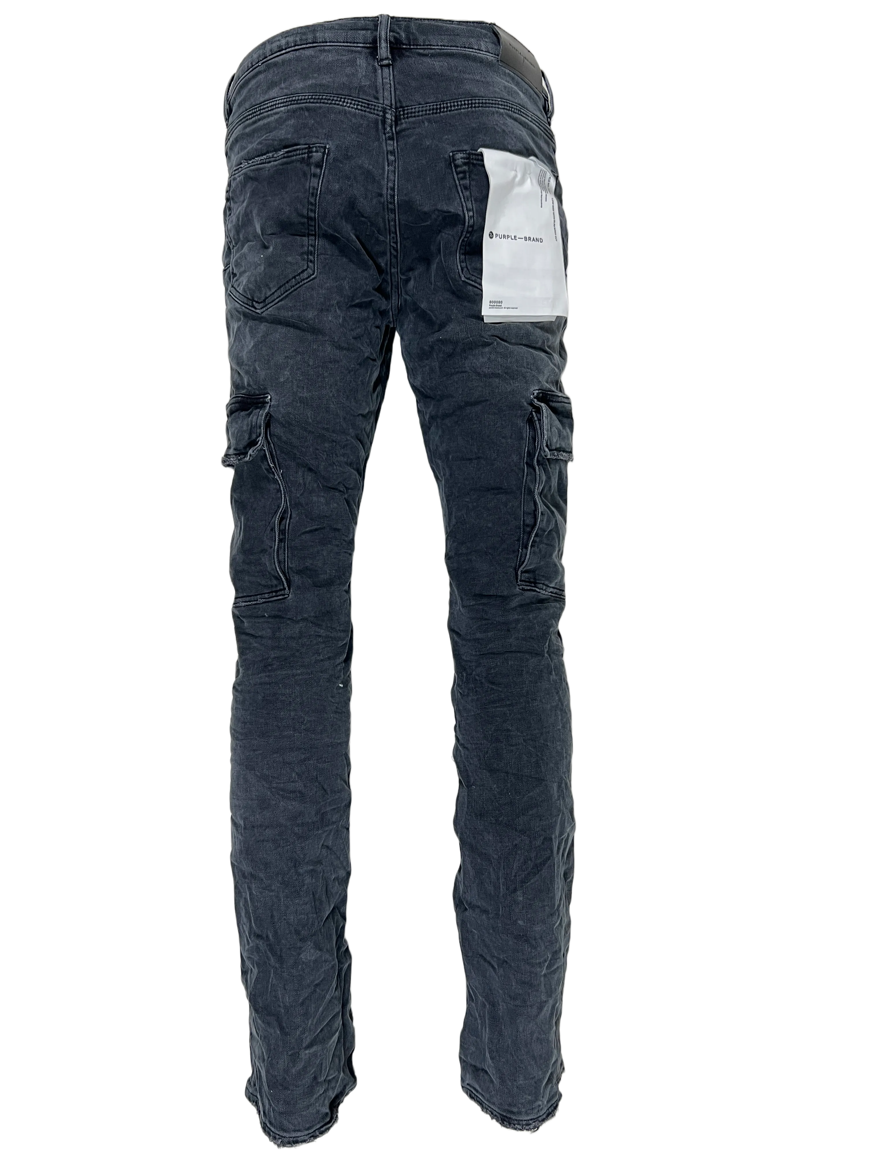 PURPLE BRAND JEANS P004-BLWC BLACK WASHED CARGO FLARE BLACK