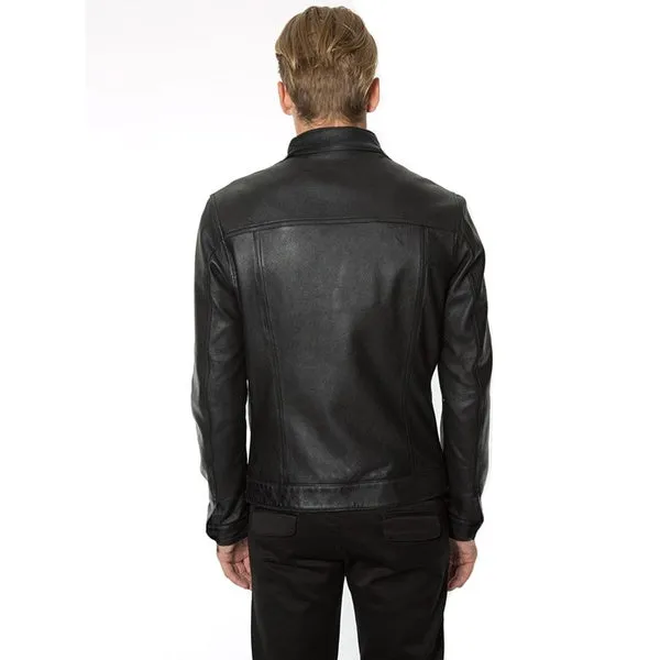 Rambo Real Black Leather Jacket Men Biker Motorcycle