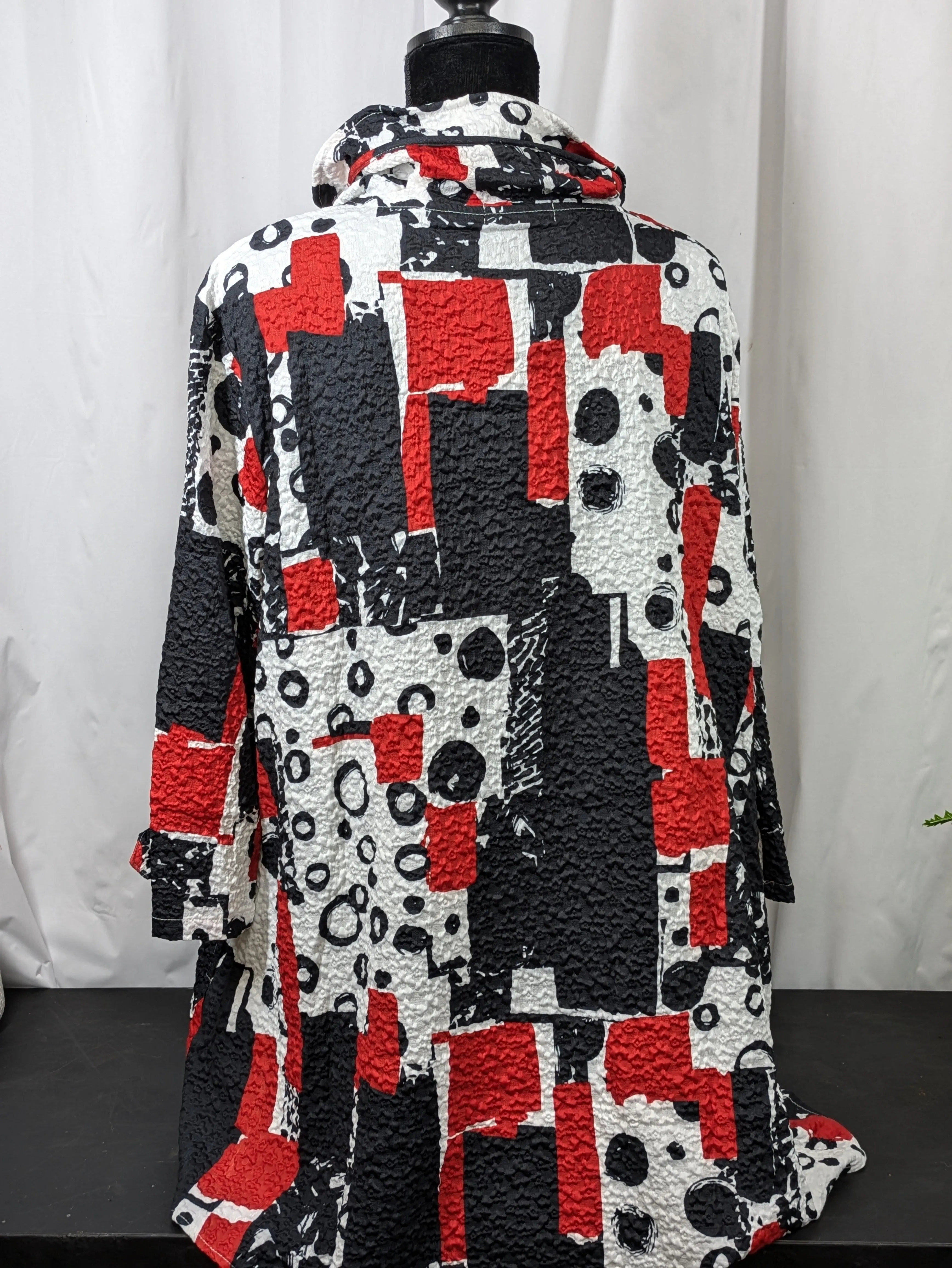 Red Black and White Lightweight Creation Brand Crushed Textured Jacket Woman's