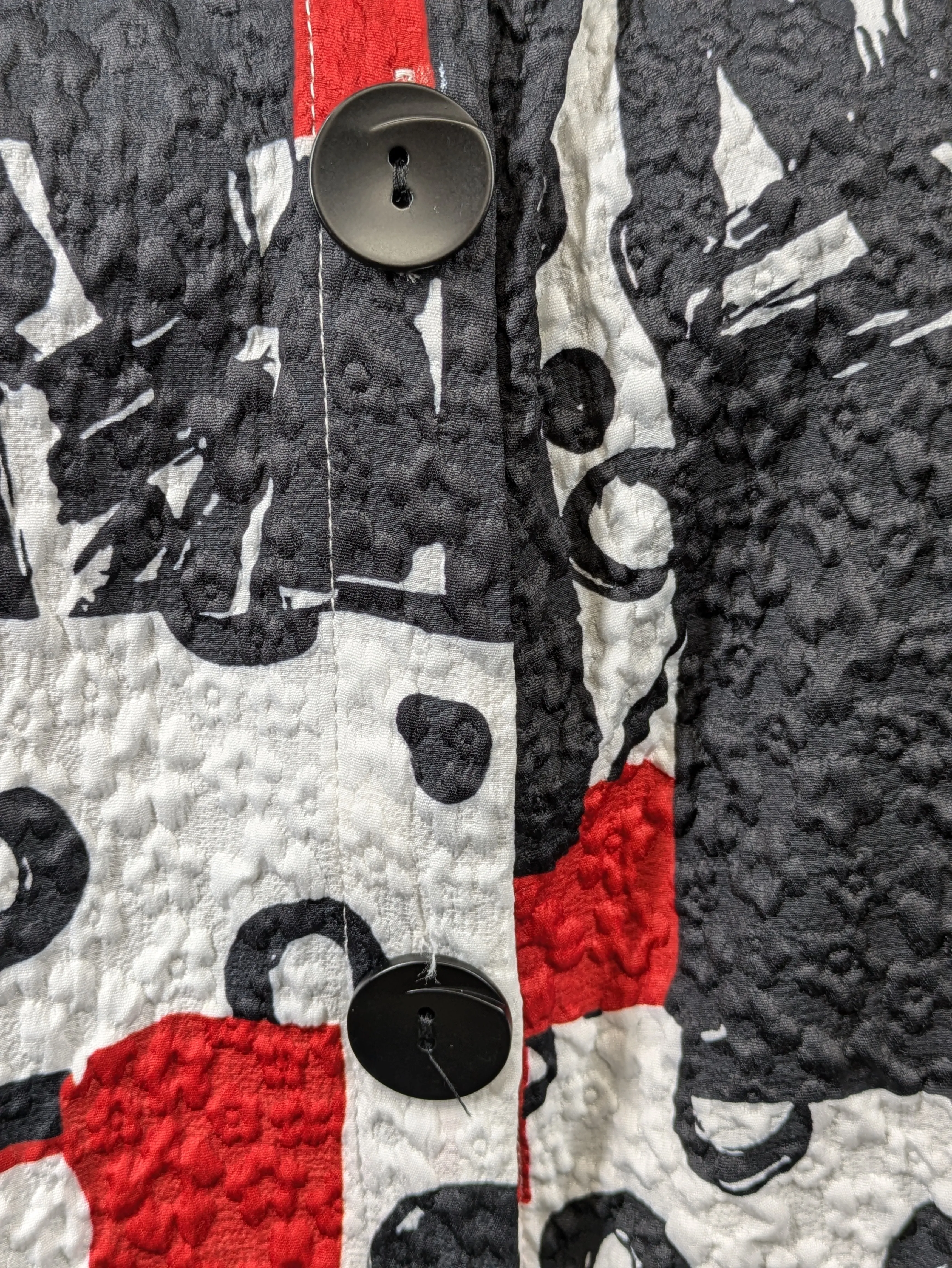 Red Black and White Lightweight Creation Brand Crushed Textured Jacket Woman's