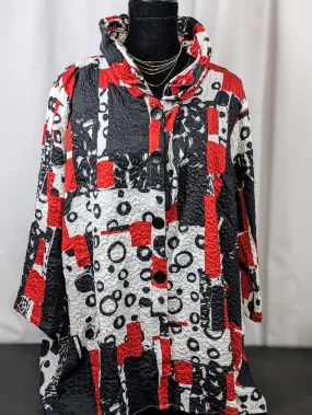 Red Black and White Lightweight Creation Brand Crushed Textured Jacket Woman's