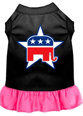 Republican Screen Print Dress Black With Bright Pink Lg (14)