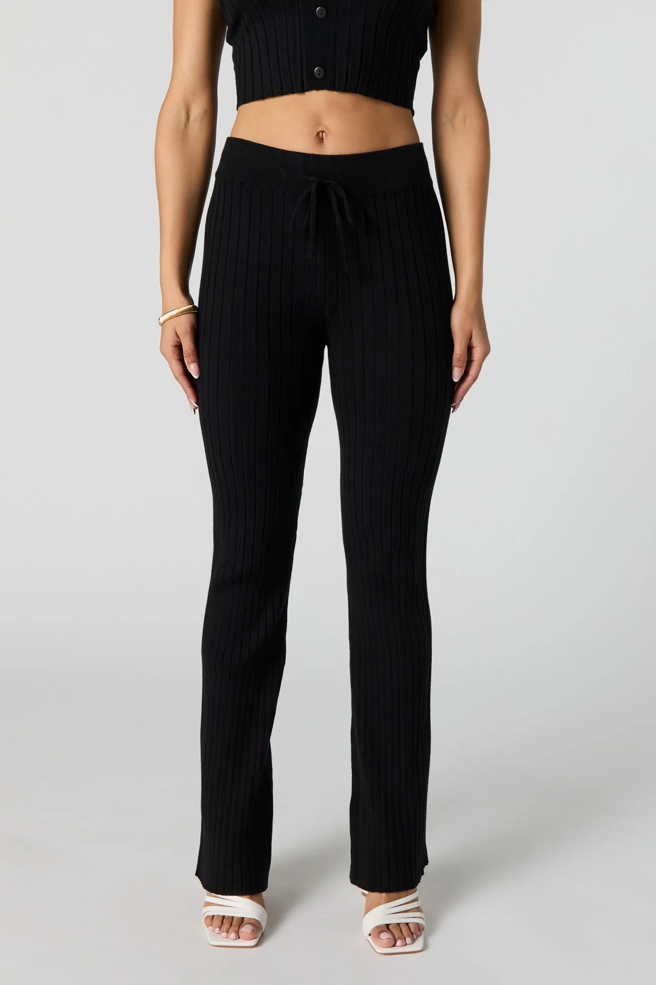 Ribbed Knit Drawstring Pant