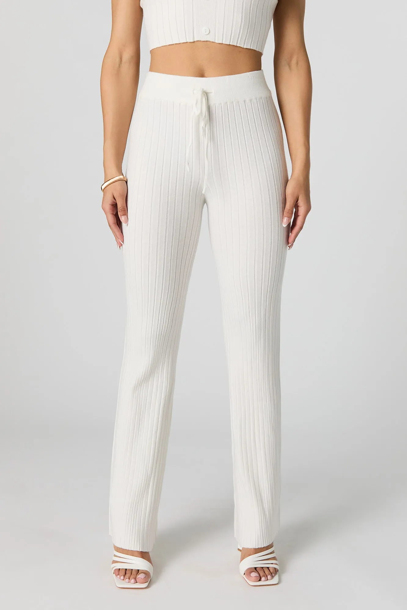 Ribbed Knit Drawstring Pant