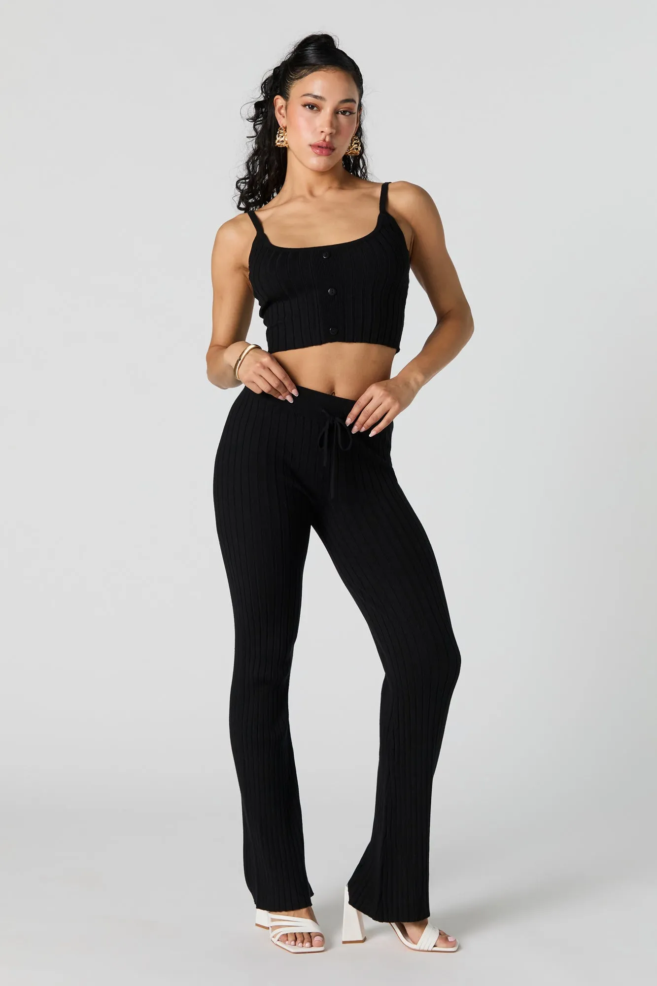 Ribbed Knit Drawstring Pant