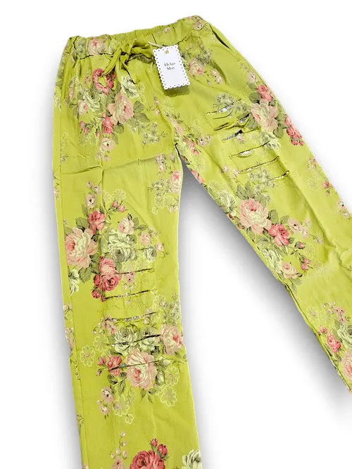 RIPPED PANTS LINEN HIGH TEA BRIGHT LIME