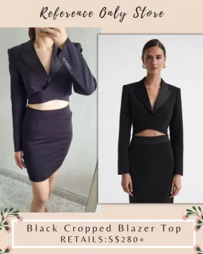 Rs Black Cropped Blazer Top