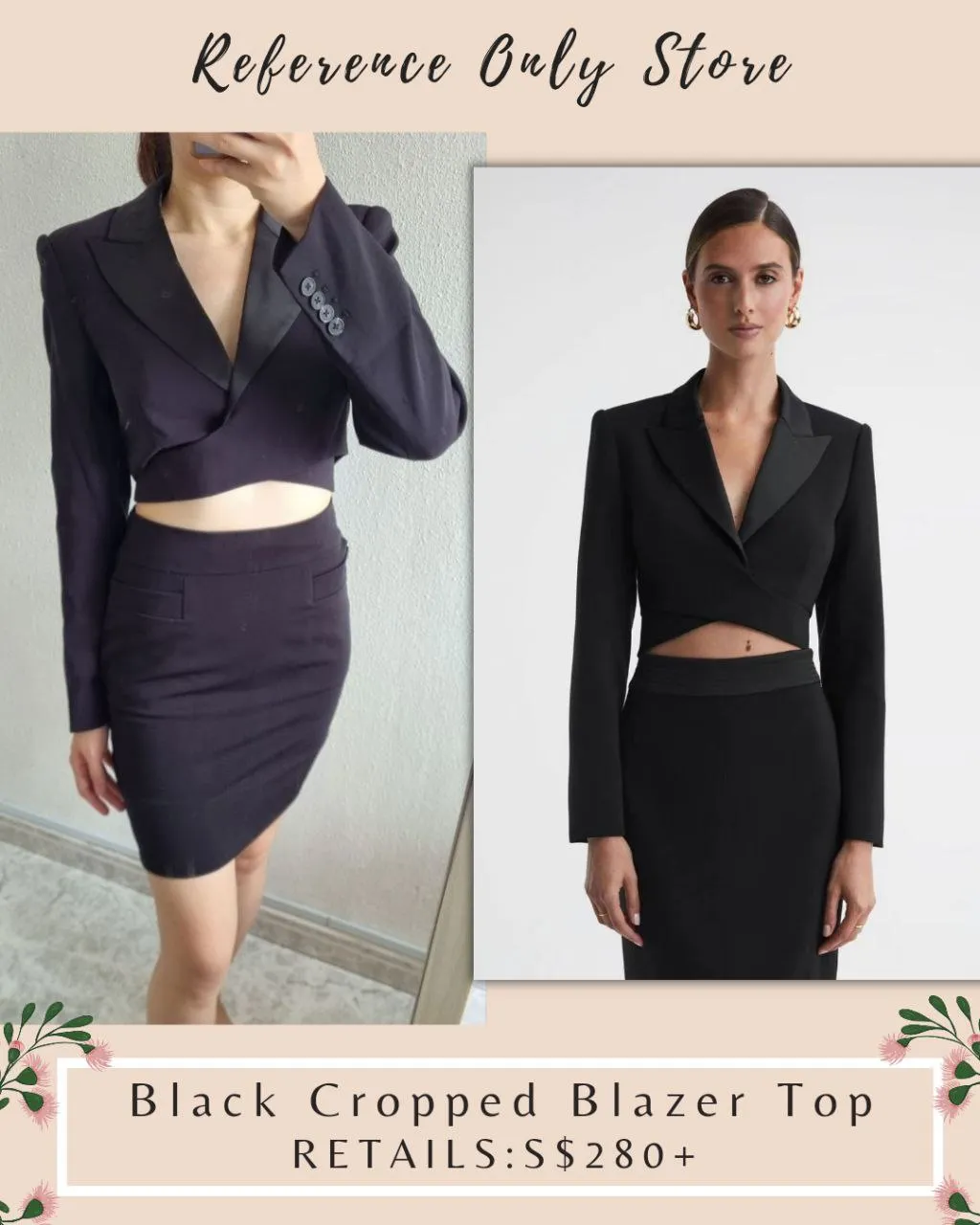 Rs Black Cropped Blazer Top