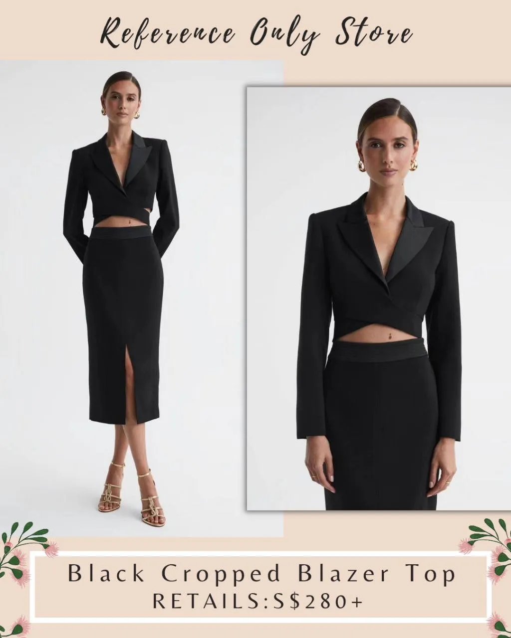 Rs Black Cropped Blazer Top