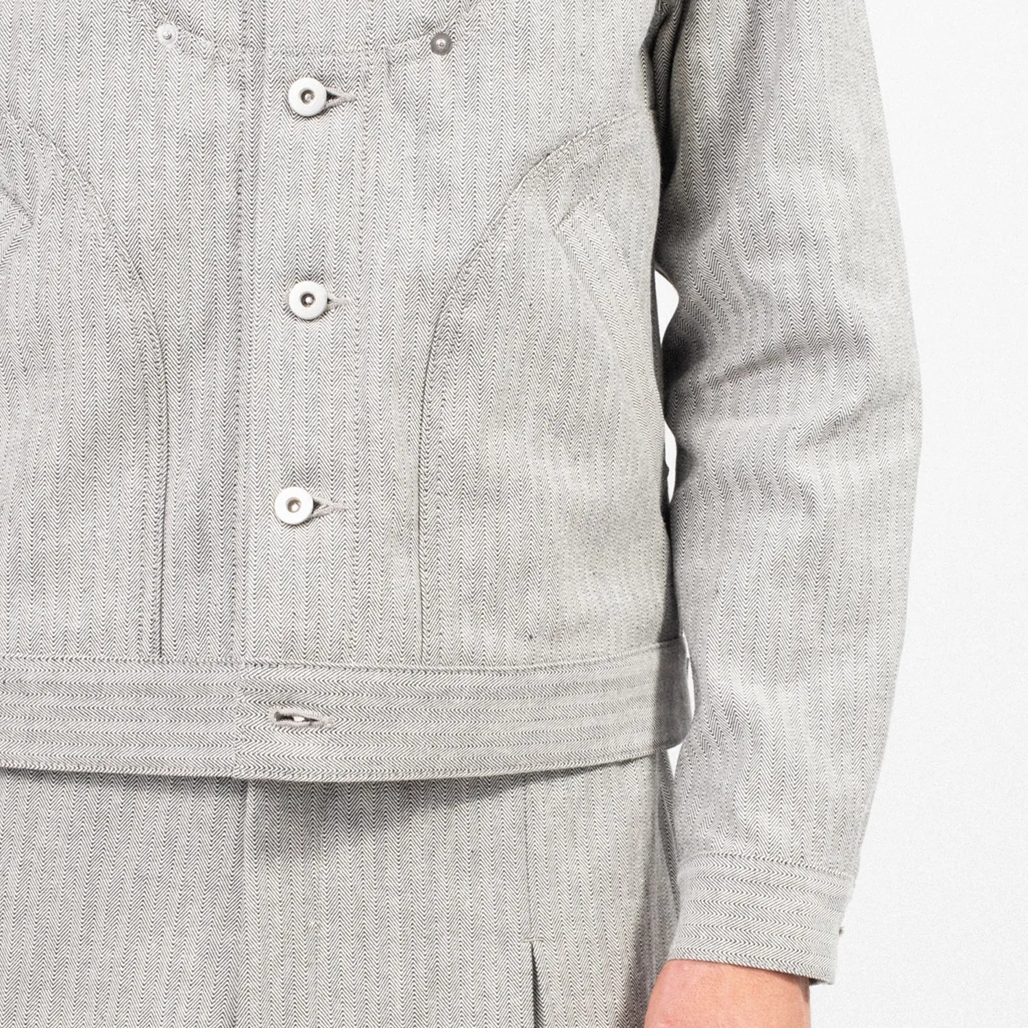 [SAGE NATION] DENIM JIJI JACKET _ GREY HERRINGBONE