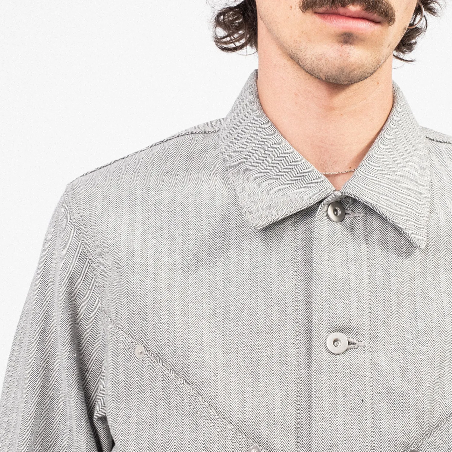 [SAGE NATION] DENIM JIJI JACKET _ GREY HERRINGBONE