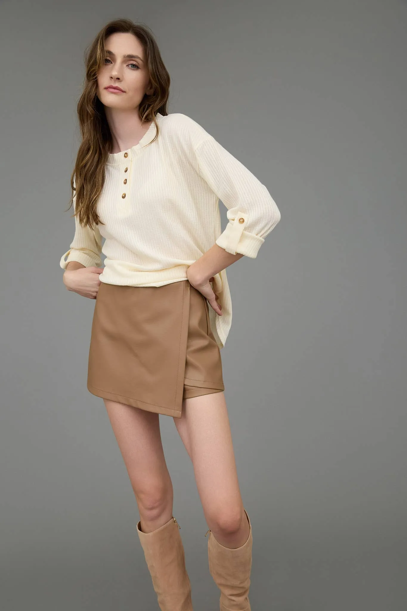 Sarah 3/4 Sleeve Henley Top
