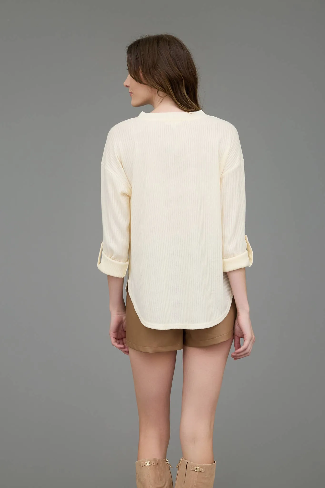 Sarah 3/4 Sleeve Henley Top
