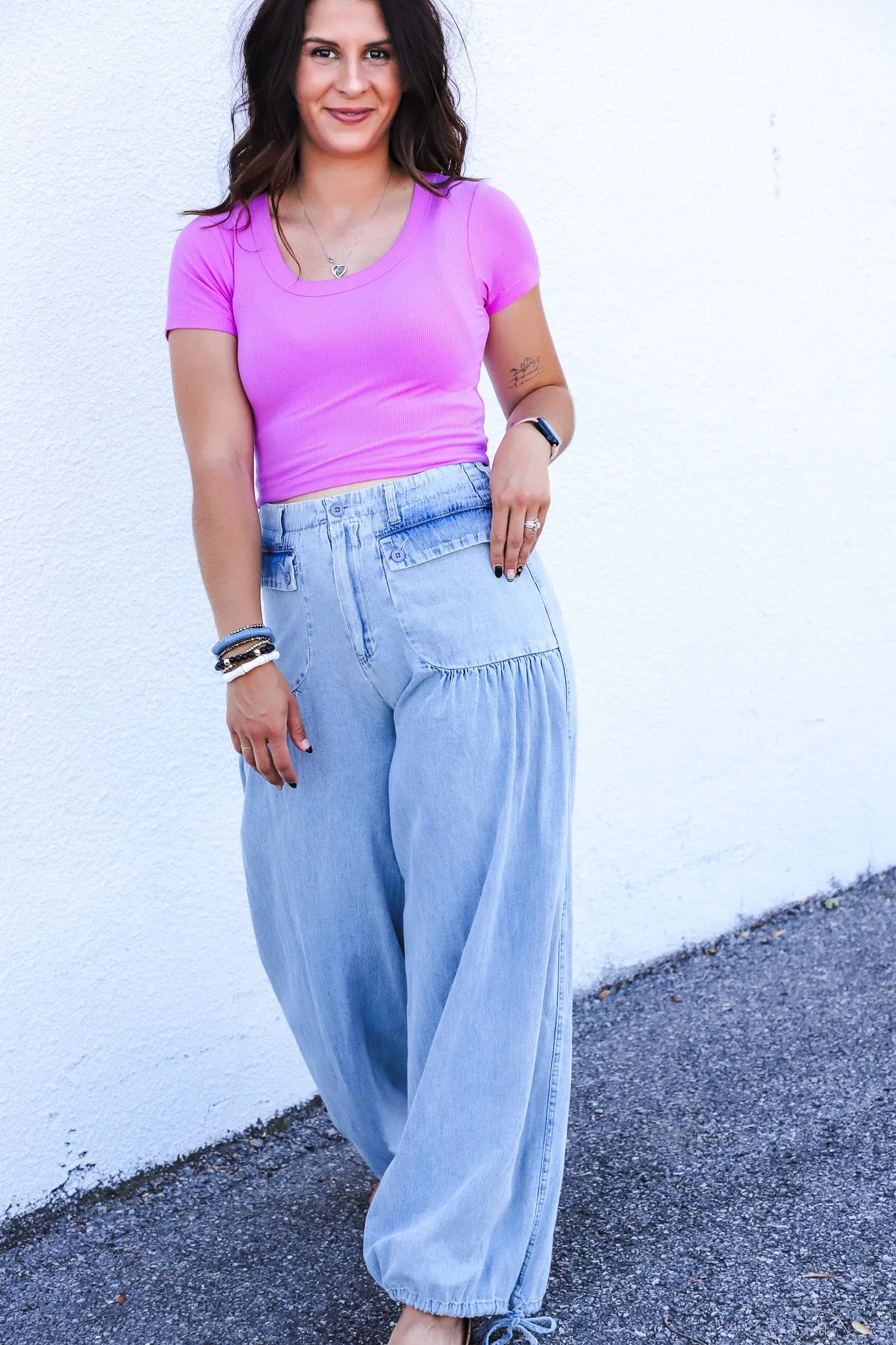 Seize the Day Scooped Neck Cropped Purple Top