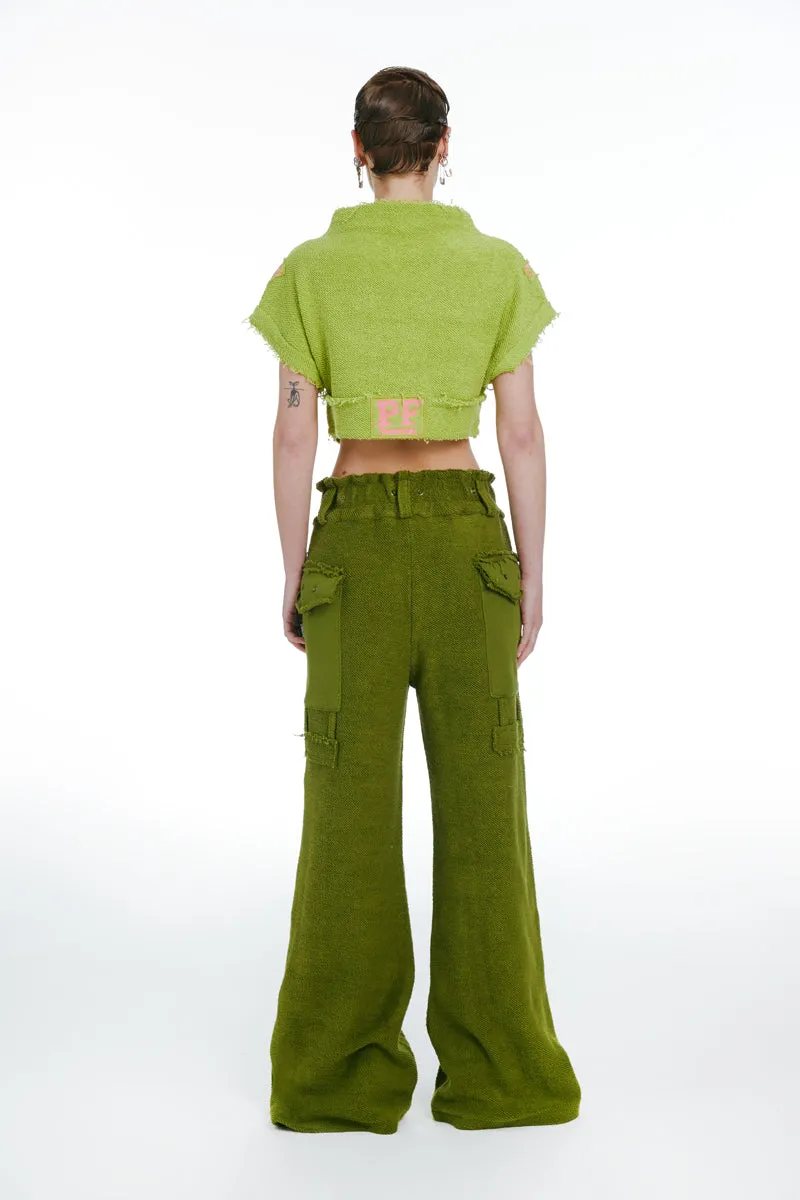 Short Sleeve Cropped Sweatshirt Green
