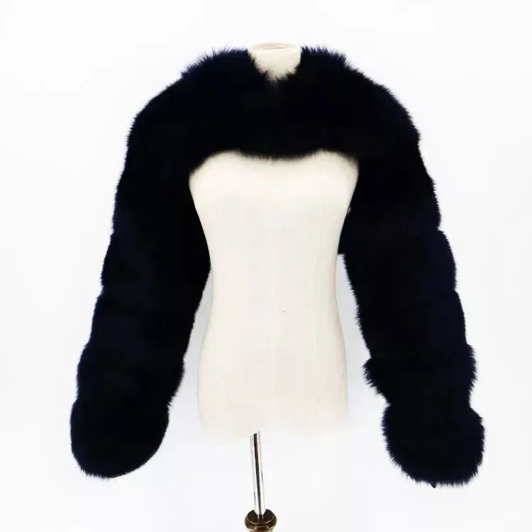 Side Shoulder sleeves natural fox fur double shoulder sleeves