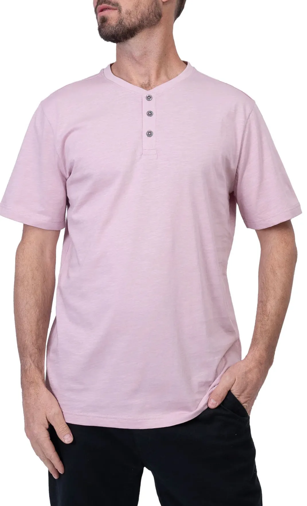 SILVER JEANS Men's Slub Jersey Henley