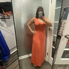 Sleeveless Surplice Maxi Dress - Coral