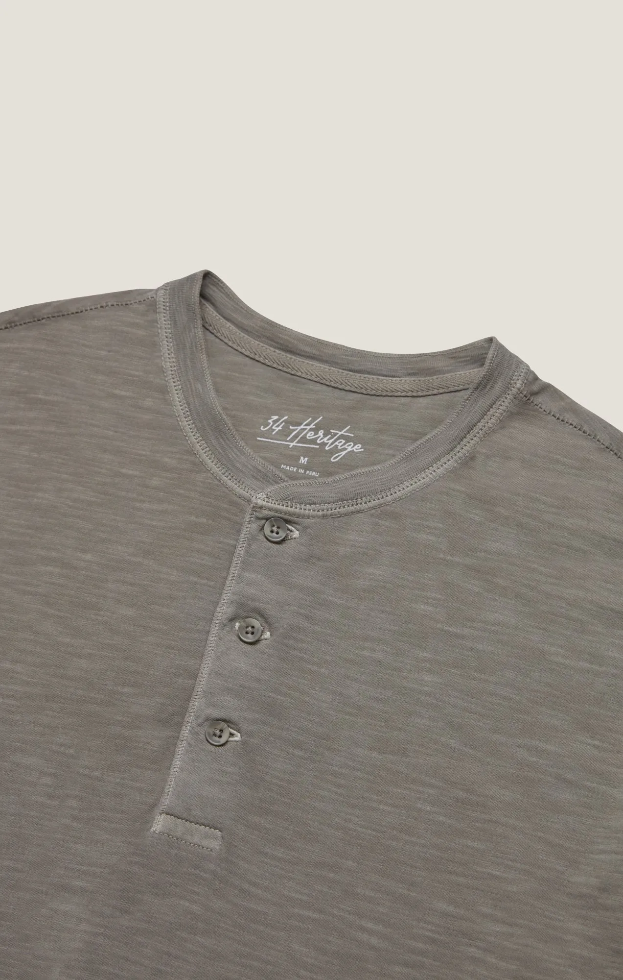 Slub Henley T-Shirt in Pastel Olive