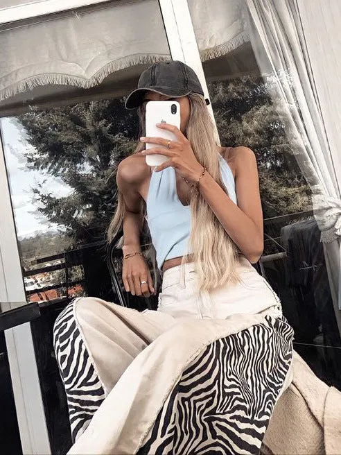 stylish print stitching jeans