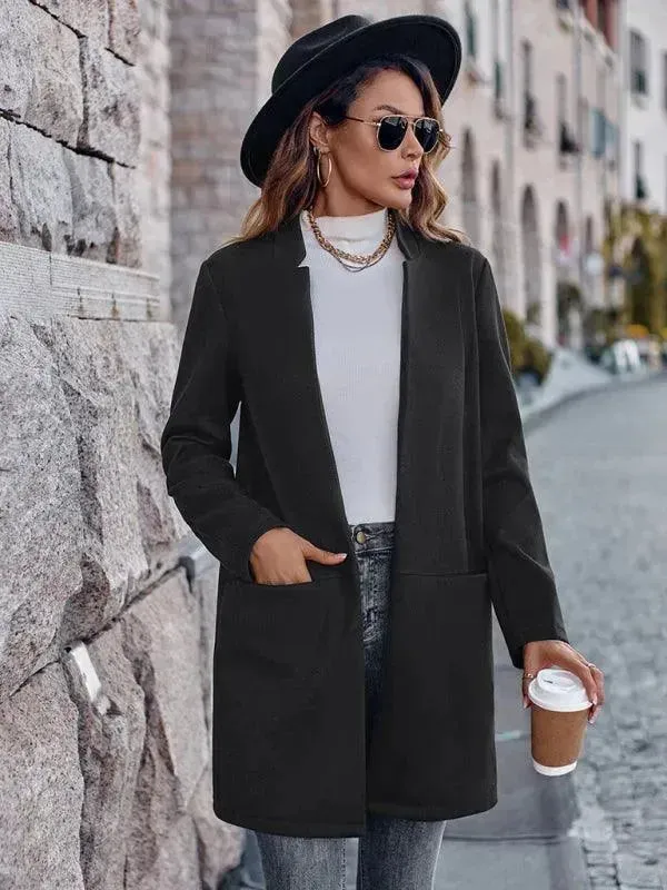 Stylish Round Neck Women's Trench Coat