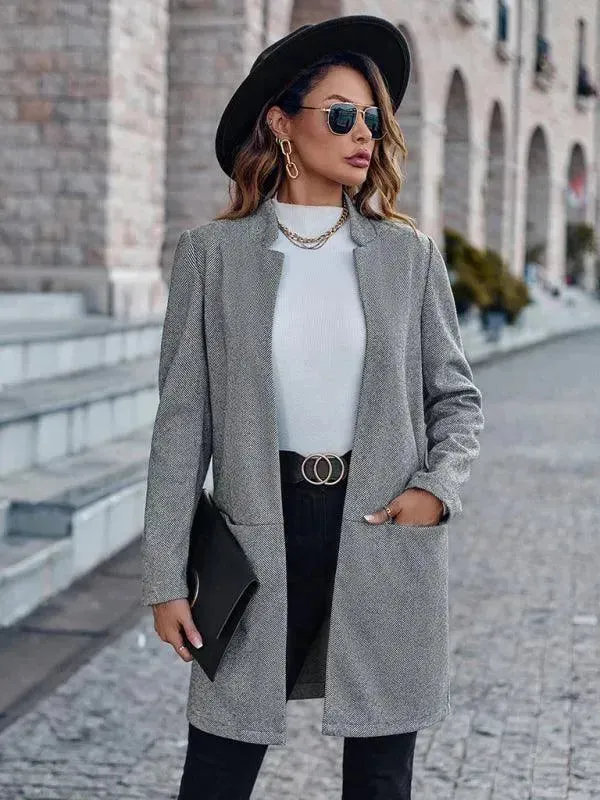 Stylish Round Neck Women's Trench Coat