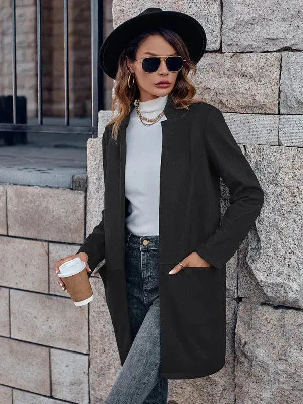 Stylish Round Neck Women's Trench Coat