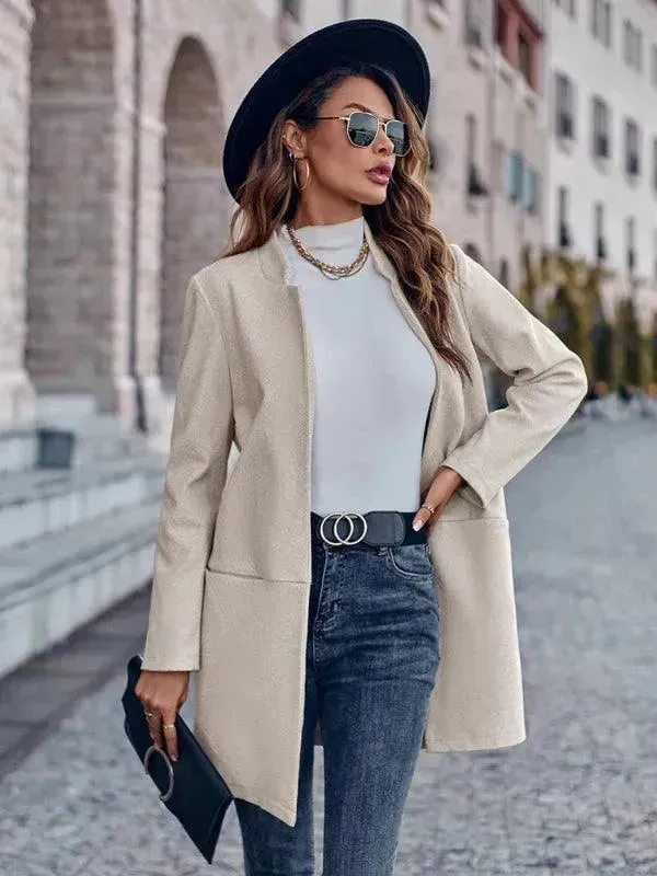 Stylish Round Neck Women's Trench Coat
