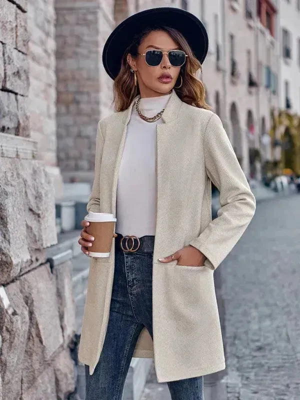 Stylish Round Neck Women's Trench Coat