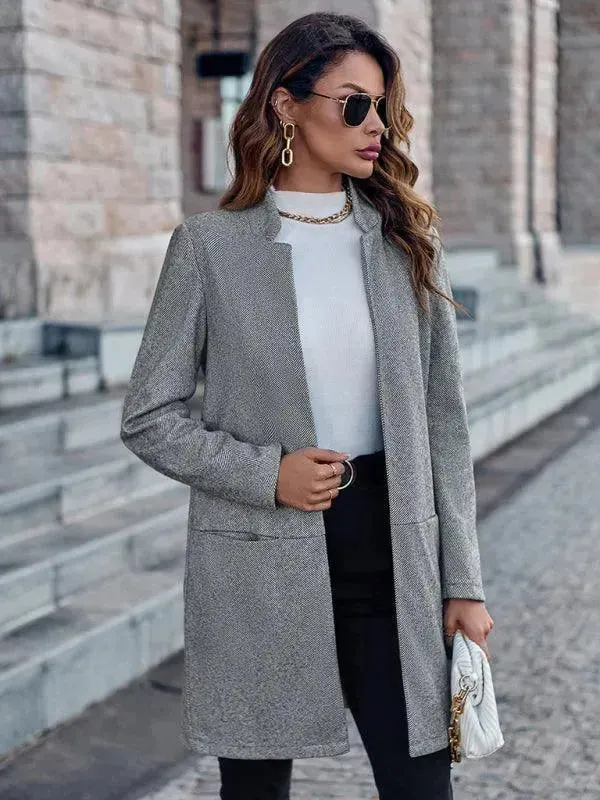 Stylish Round Neck Women's Trench Coat