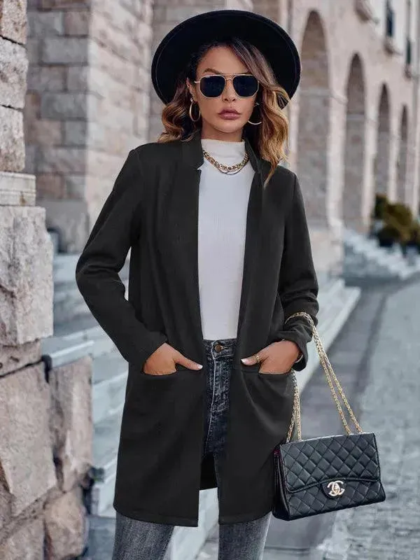 Stylish Round Neck Women's Trench Coat