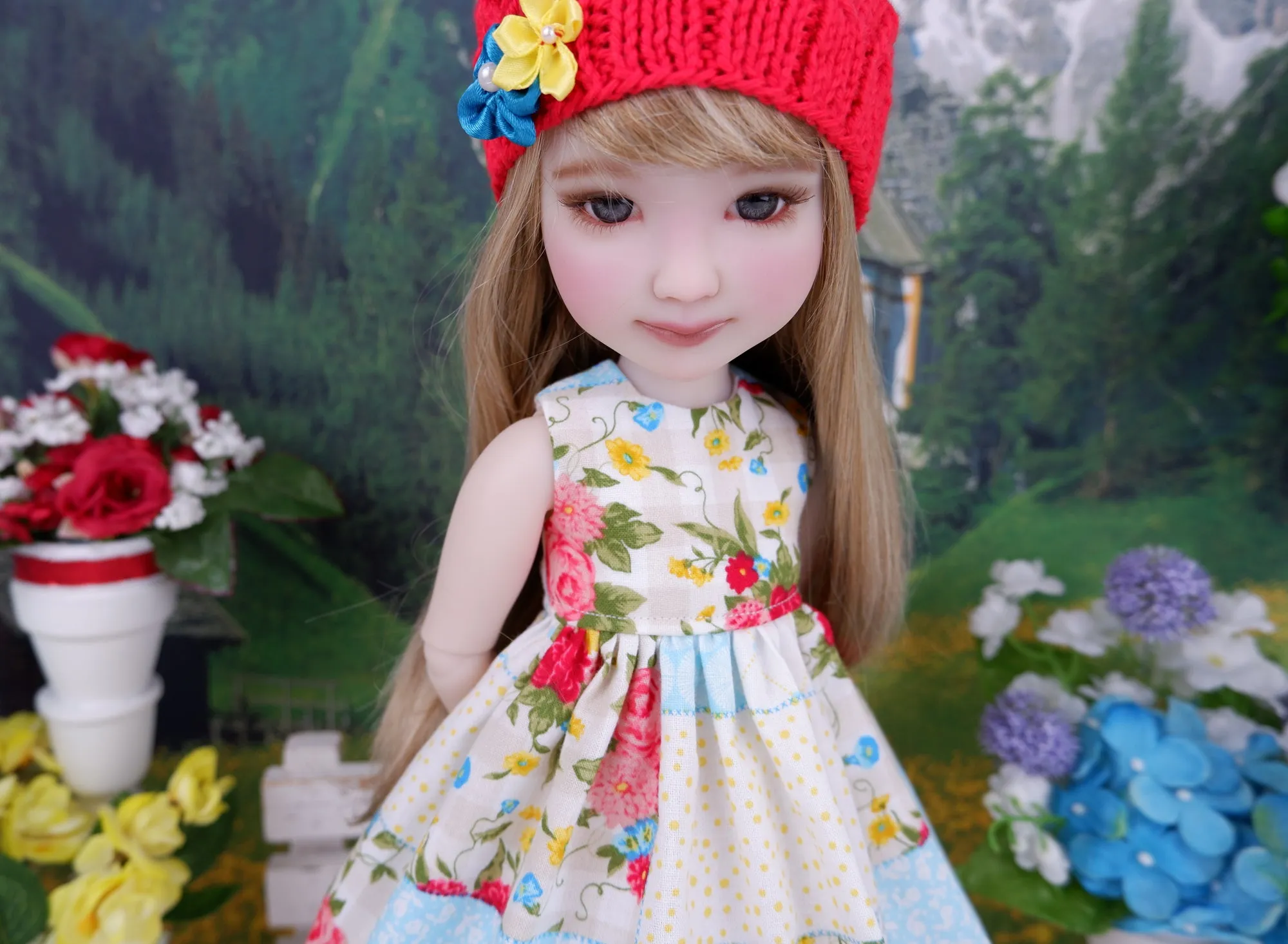 Summer Patchwork - dress and sweater set with boots for Ruby Red Fashion Friends doll