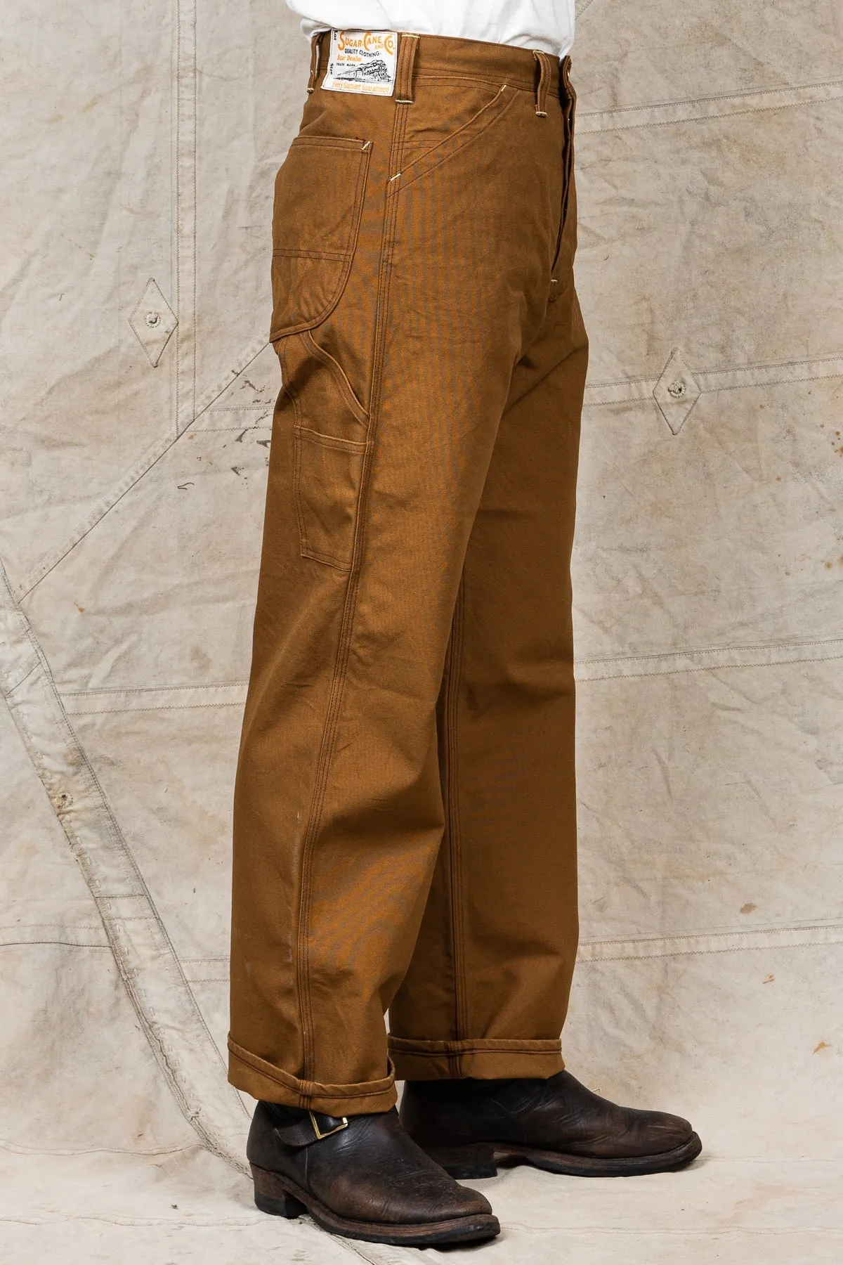 [SUN BLEACHED] Sugar Cane 13oz. Brown Duck Work Pants SC41824