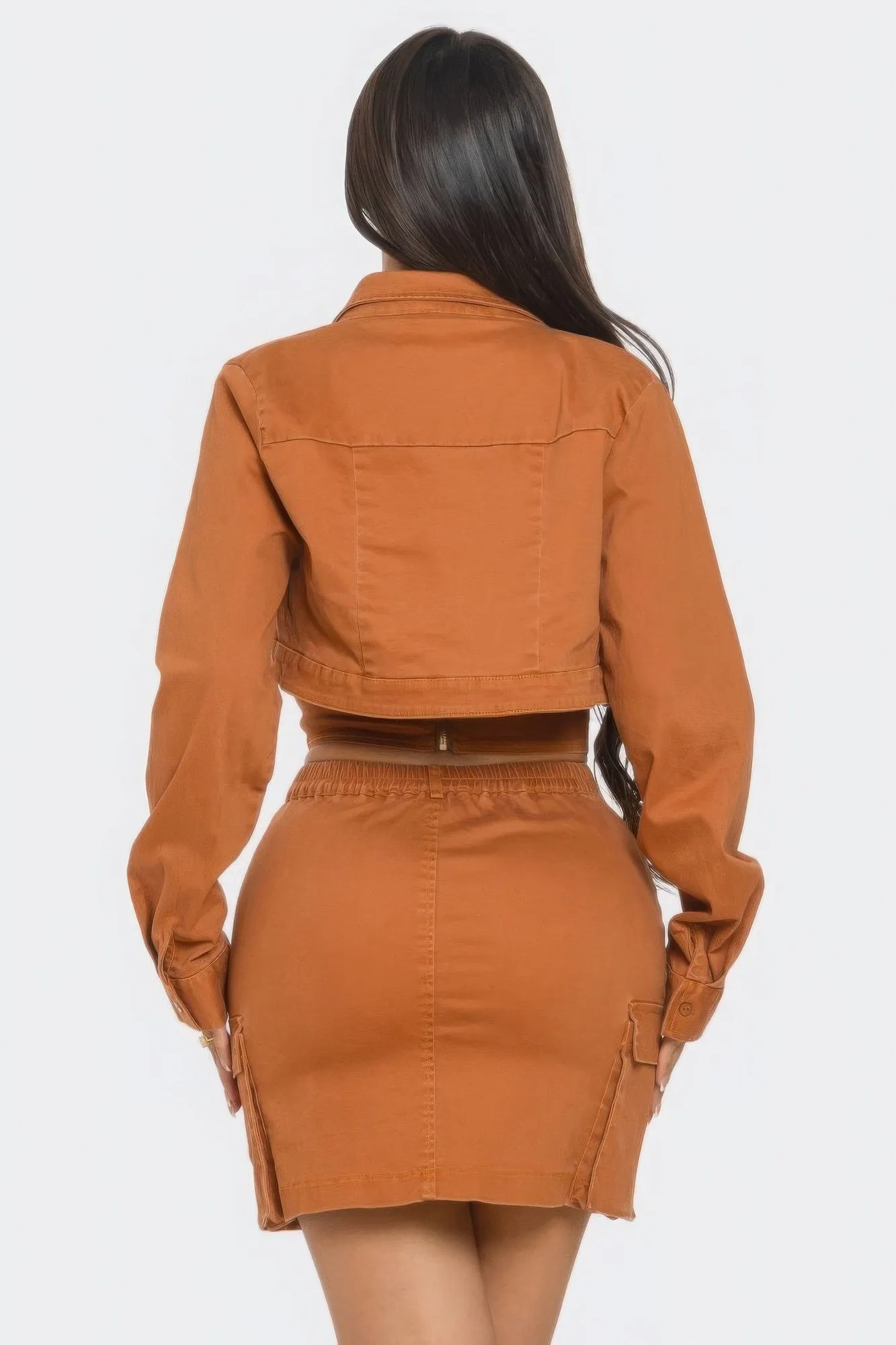 Three Piece Cropped Jacket Skirt Set
