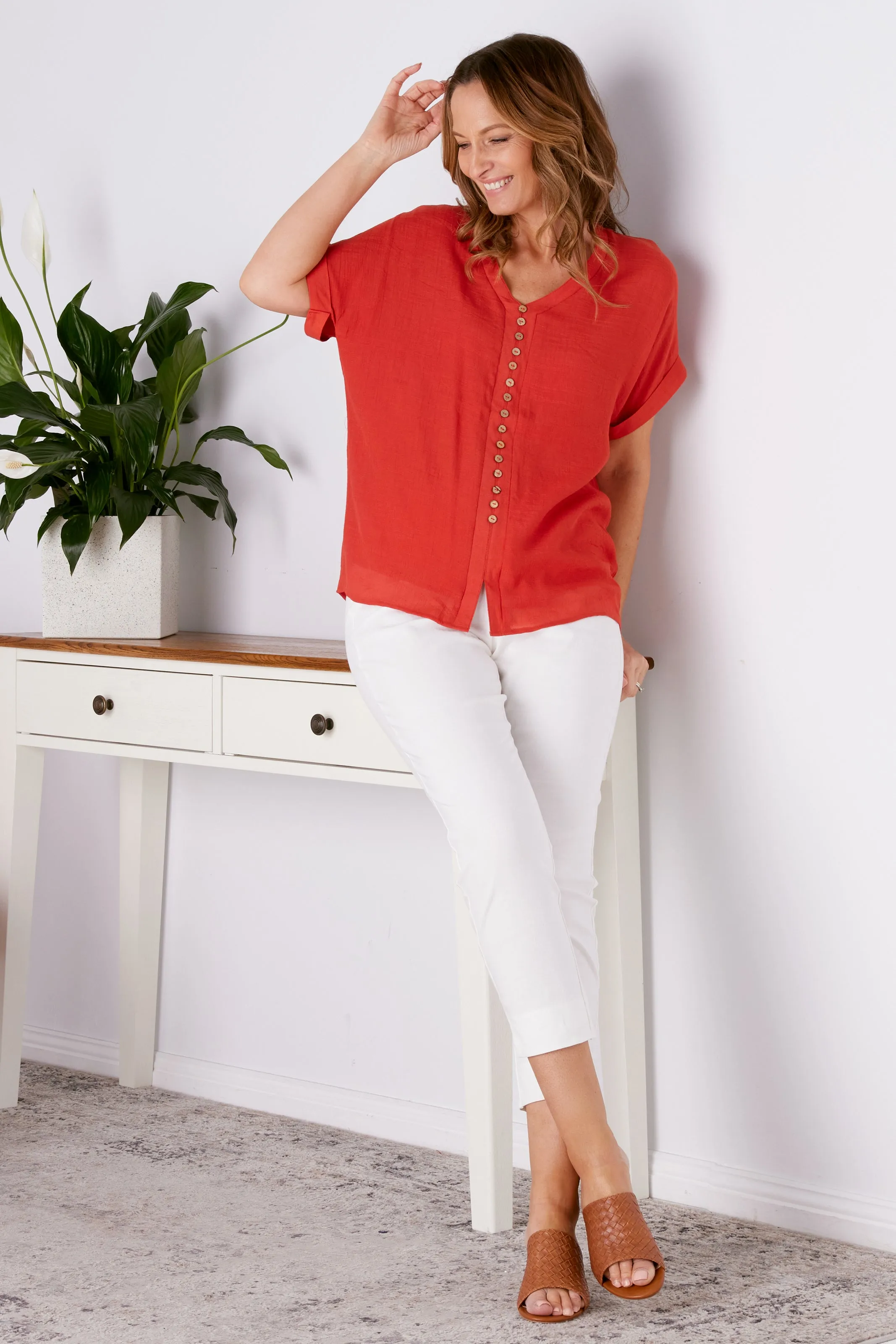 Tori Stretch Cotton Capri - White