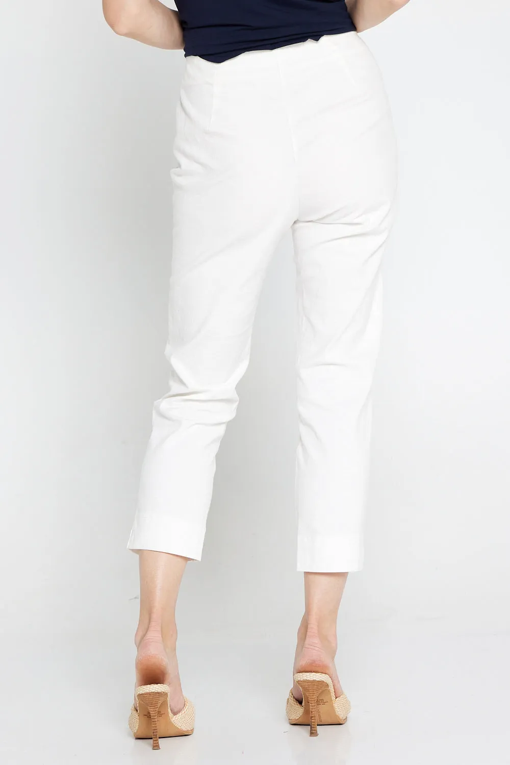 Tori Stretch Cotton Capri - White
