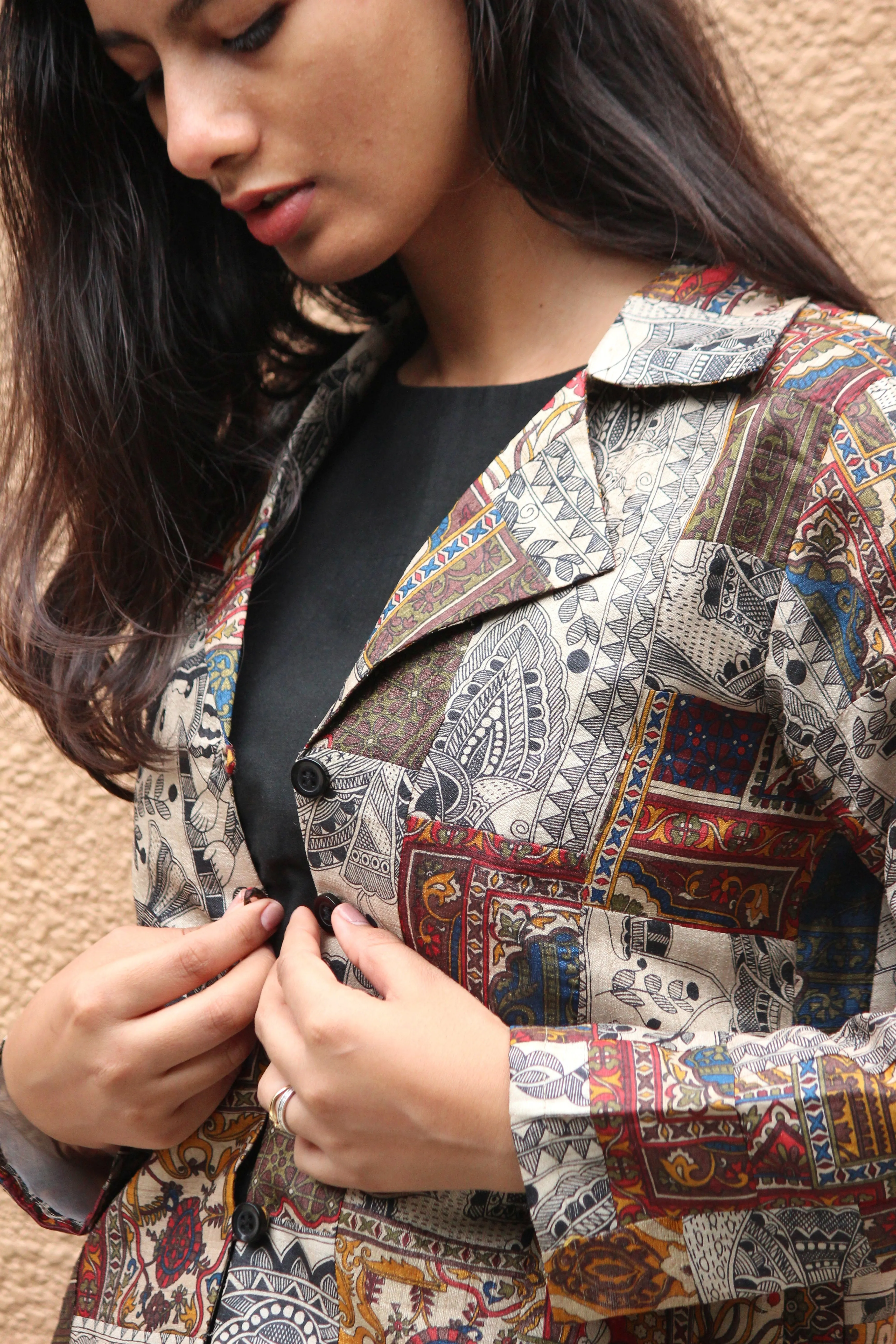 Tussar Silk Patchwork Jacket