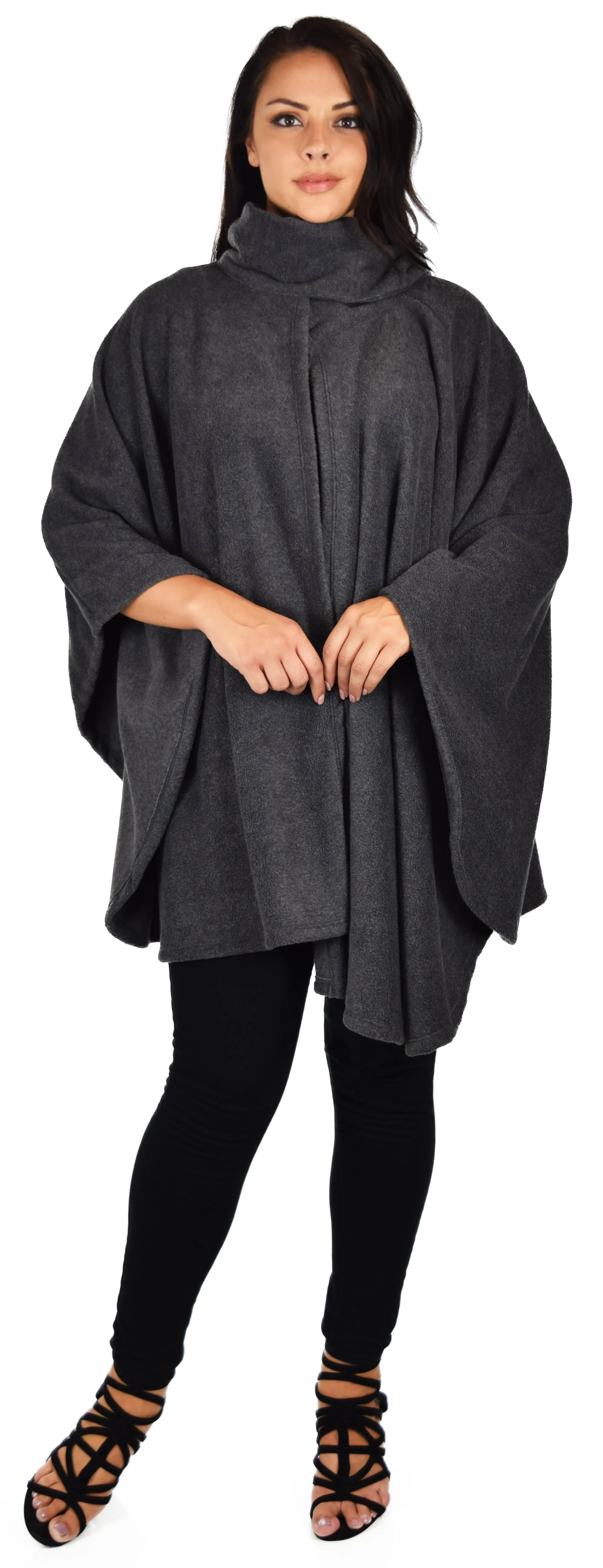 Ultimate Travelers Full Size Poncho, Plus Size Poncho, Fleece Cape, Fleece poncho, Plus size Clothing, Comfortable, Stylish with Muffler.