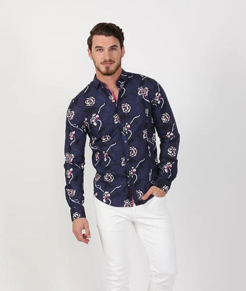 Urban Floral Print Button Down Shirt
