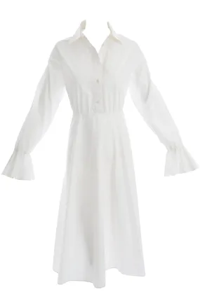 Valentino White Long Sleeve Shirt Dress Size 42/6